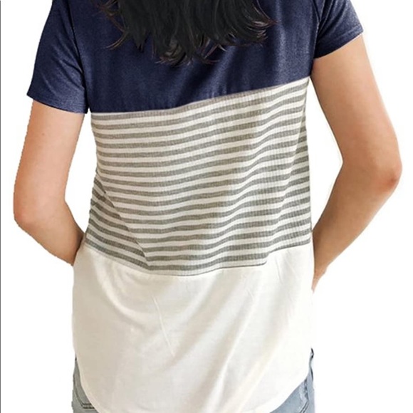 NWT Trendy Color Block Drapey Tee - Picture 2 of 4